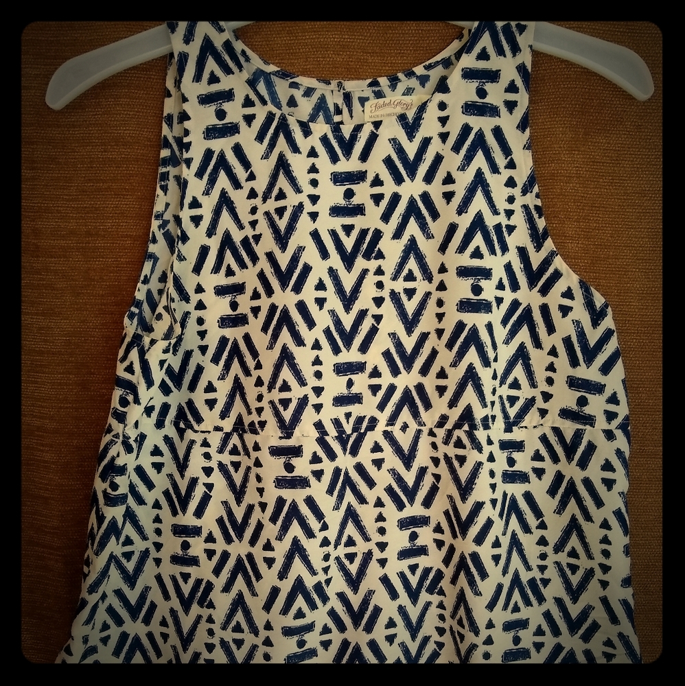 Blue/cream Flowy Tank